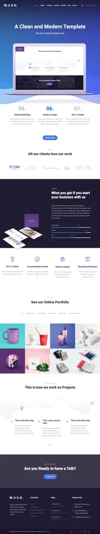 mosh mini website template desktop screenshot