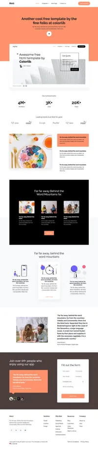 bold mini website template desktop screenshot