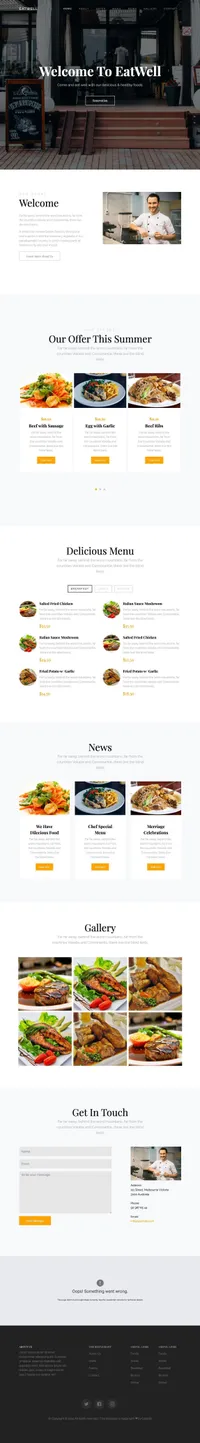 eatwell mini website template desktop screenshot
