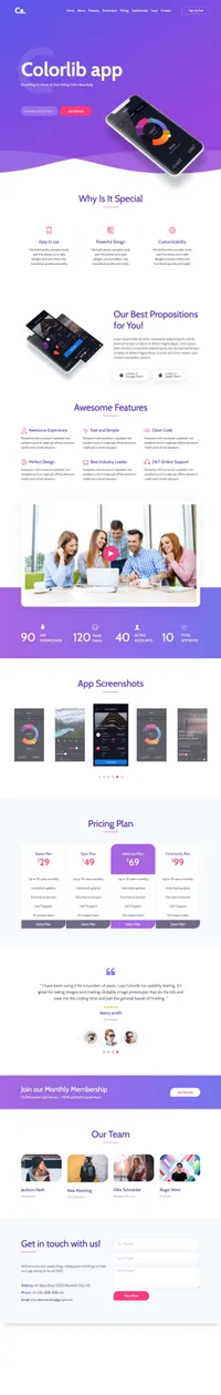 ca-app mini website template desktop screenshot