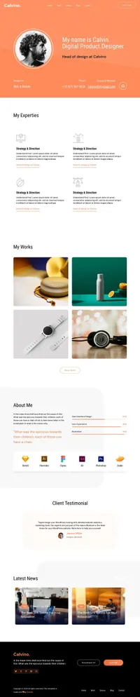 calvin mini website template desktop screenshot