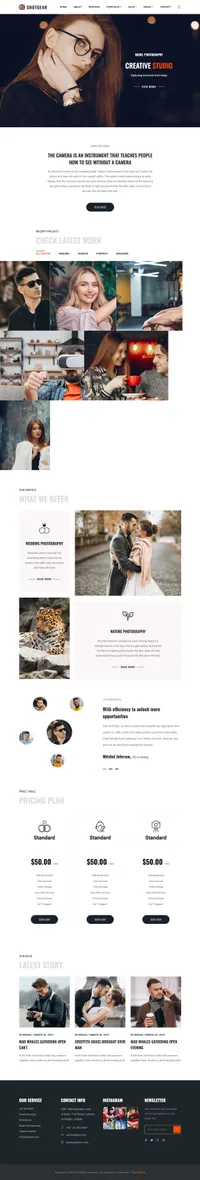 shotgear mini website template desktop screenshot