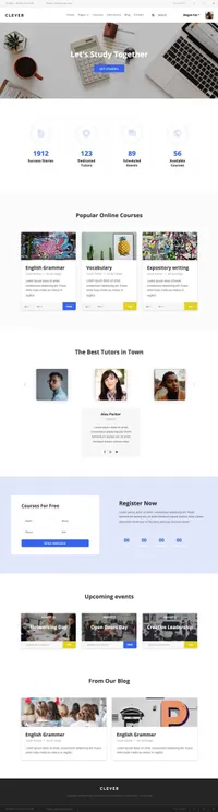 clever mini website template desktop screenshot
