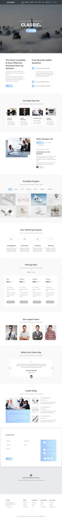 classic mini website template desktop screenshot