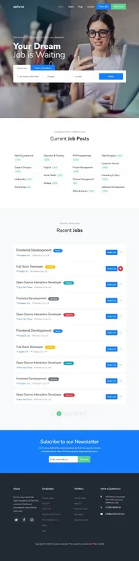 jobportal mini website template desktop screenshot