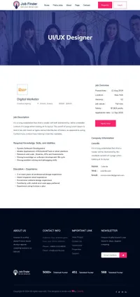jobfinderportal mini website template desktop screenshot