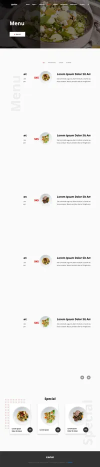 caviar mini website template desktop screenshot