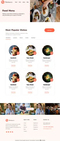 restauco mini website template desktop screenshot