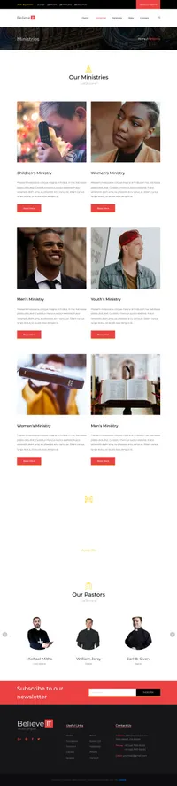 church mini website template desktop screenshot