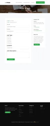 jobfinder mini website template desktop screenshot