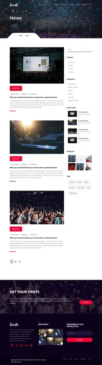 evento mini website template desktop screenshot