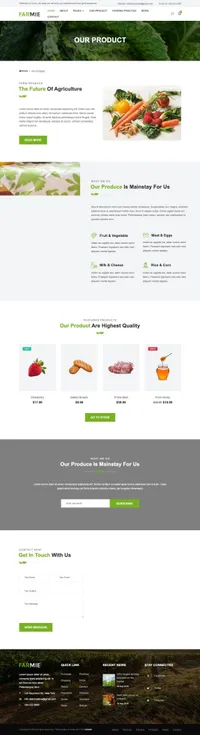 farmie mini website template desktop screenshot