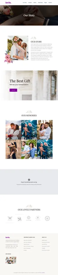 invits mini website template desktop screenshot