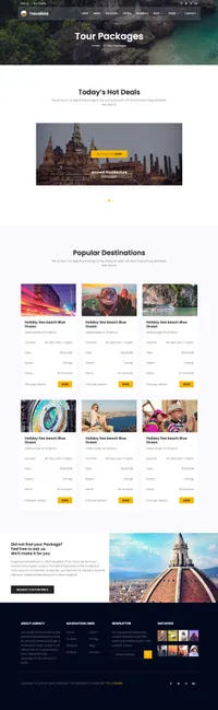 travel mini website template desktop screenshot