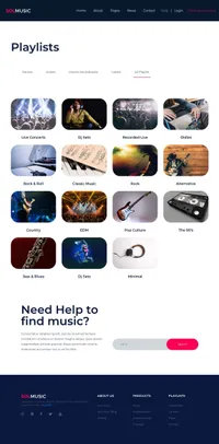 solmusic mini website template desktop screenshot