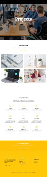 cardboard mini website template desktop screenshot