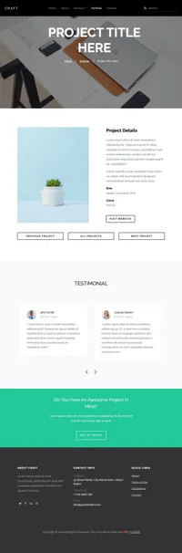 craft mini website template desktop screenshot