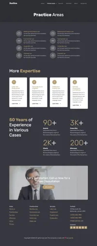 justice mini website template desktop screenshot