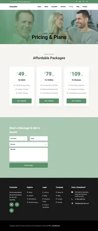 counselor mini website template desktop screenshot