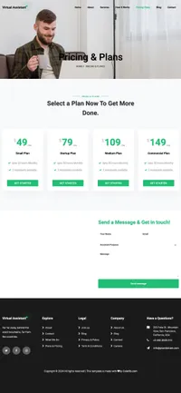 virtualassistant mini website template desktop screenshot