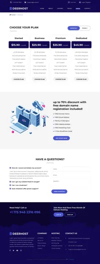 deerhost mini website template desktop screenshot