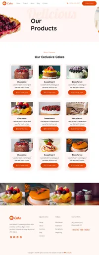 cakes mini website template desktop screenshot