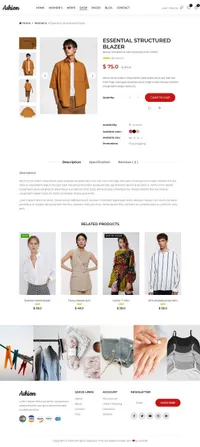 ashion mini website template desktop screenshot