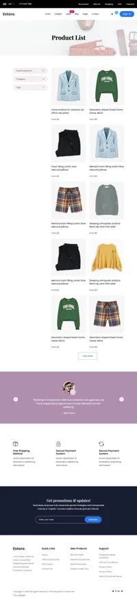 estore mini website template desktop screenshot