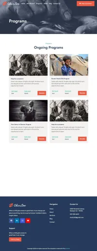 charitee mini website template desktop screenshot