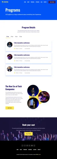 eventro mini website template desktop screenshot