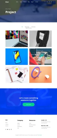 dizzi mini website template desktop screenshot