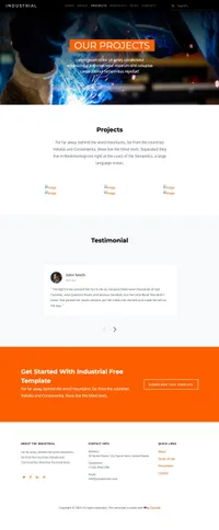 industrial mini website template desktop screenshot