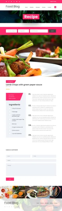 foodblog mini website template desktop screenshot