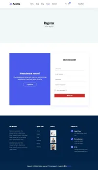 aroma mini website template desktop screenshot