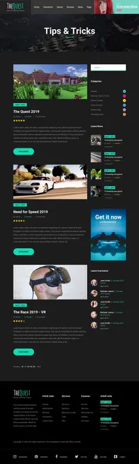 the-quest mini website template desktop screenshot