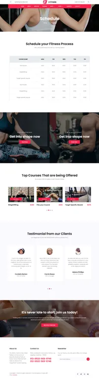 fitness mini website template desktop screenshot