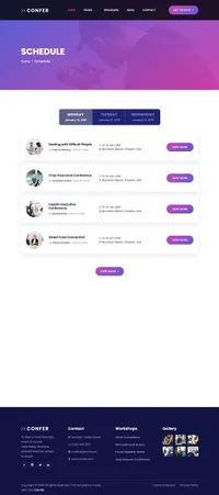 confer mini website template desktop screenshot