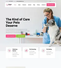 petvet mini website template desktop screenshot