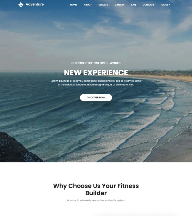 adventure website template desktop screenshot