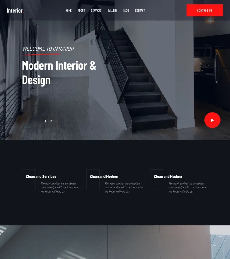 Interior Design website template desktop screenshot