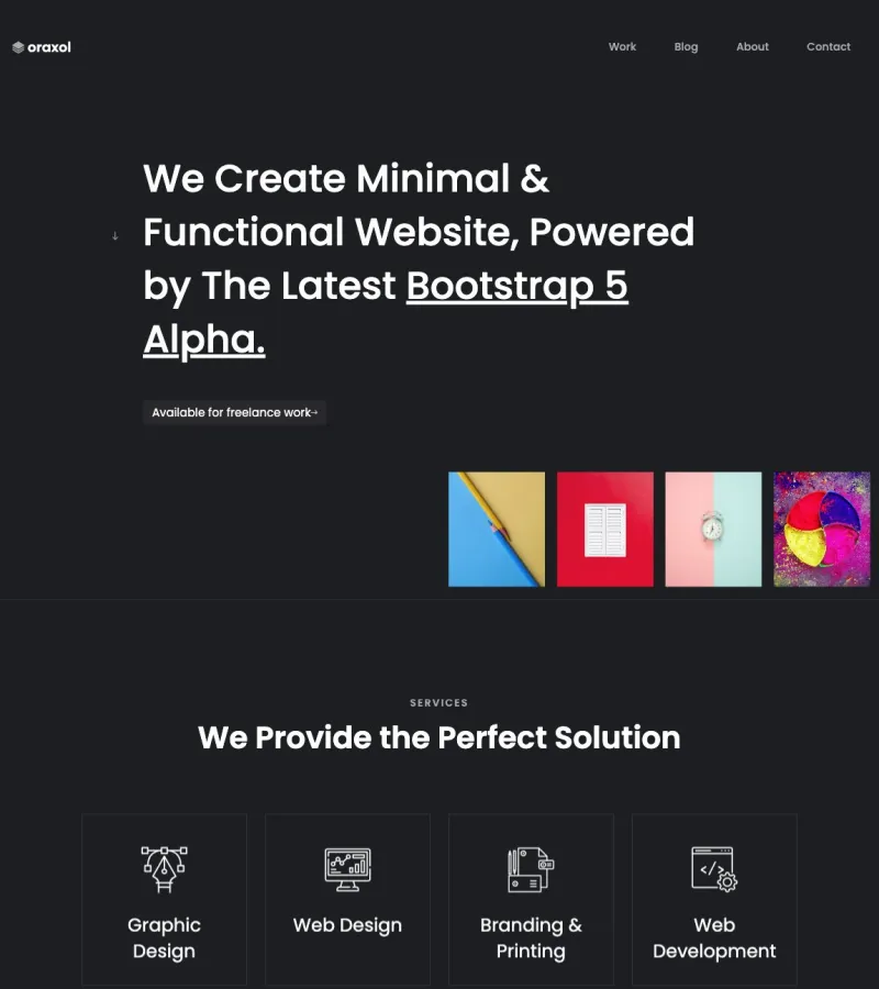 oraxol website template desktop screenshot