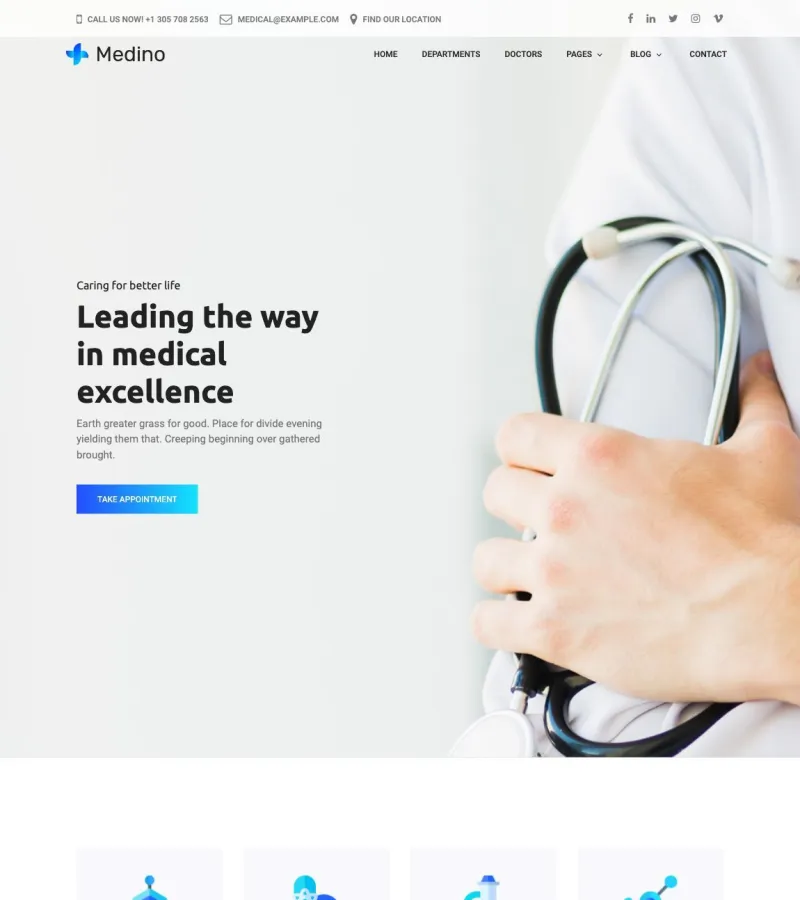 Medino website template desktop screenshot