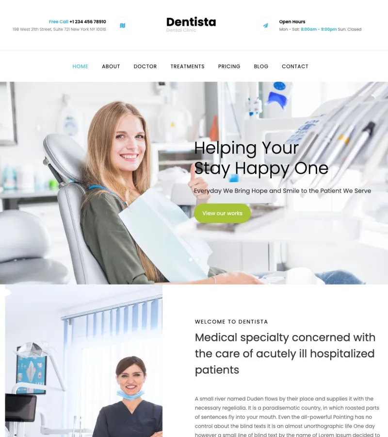 dentista website template desktop screenshot