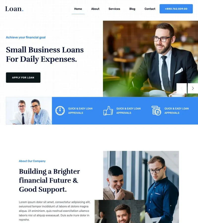 loan website template screenshot