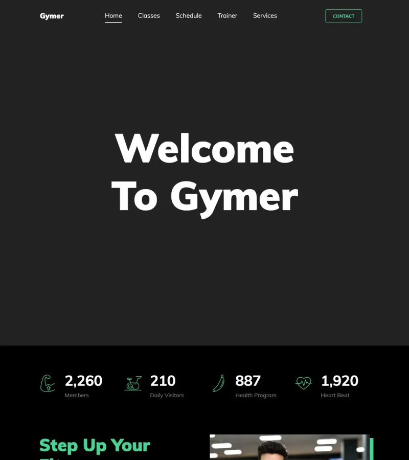 gymer website template desktop screenshot