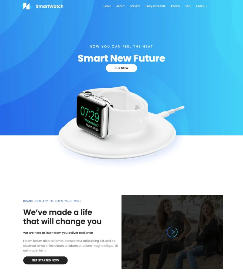 watch website template desktop screenshot