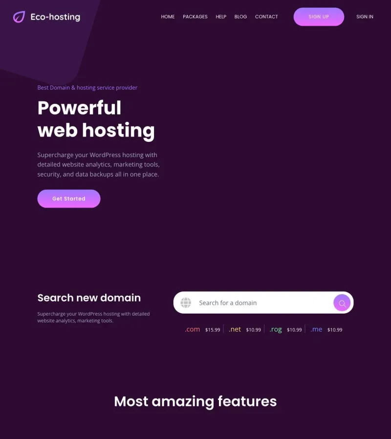 EcoHosting Web Developer template