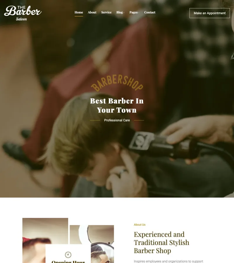 the-barber website template desktop screenshot