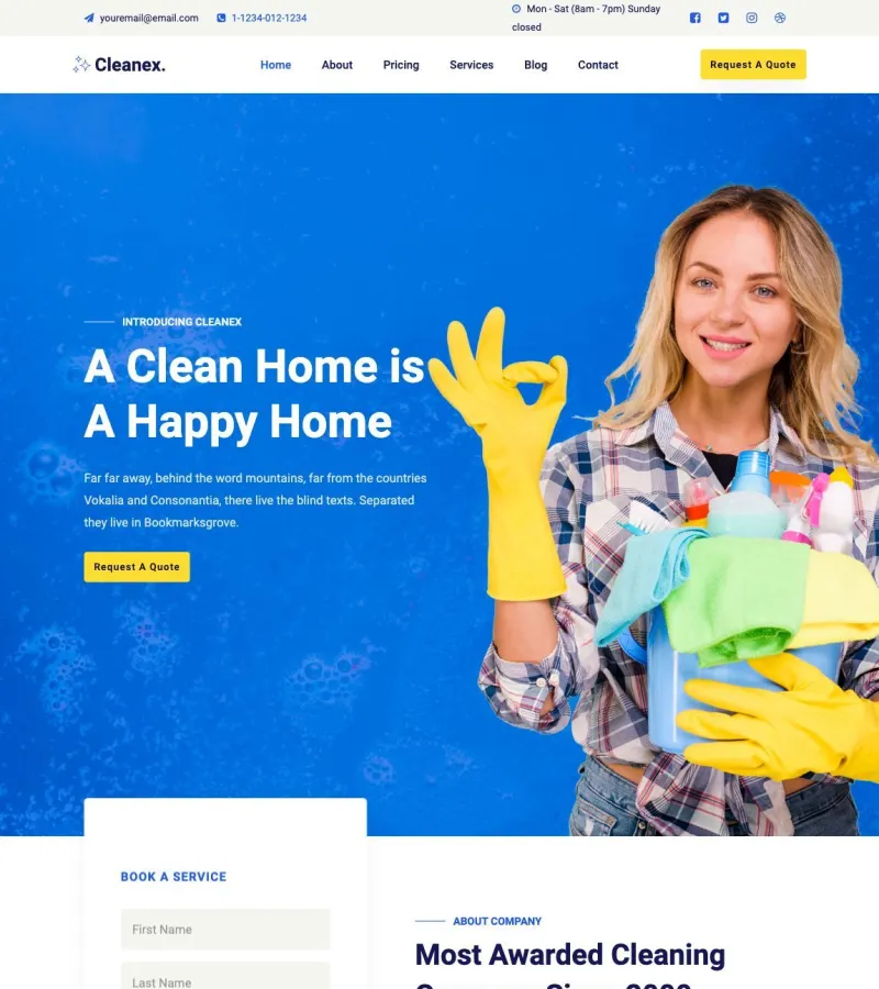 Cleanex website template desktop screenshot