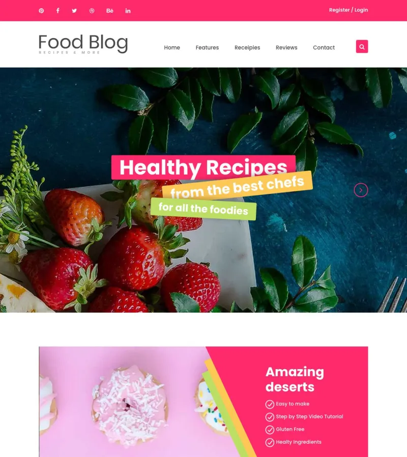 foodblog website template desktop screenshot